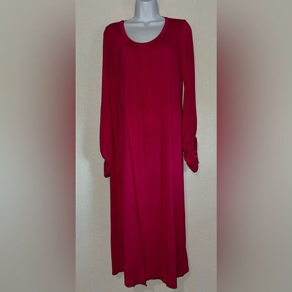 FP Beach Long tie Sleeve Maxi Split hem Dress size XSTP Pink Rose oversized - Picture 1 of 8